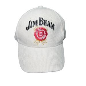 Vintage Jim Beam Corduroy Hat - Off-White Embroidered Logo Adjustable Dad Cap